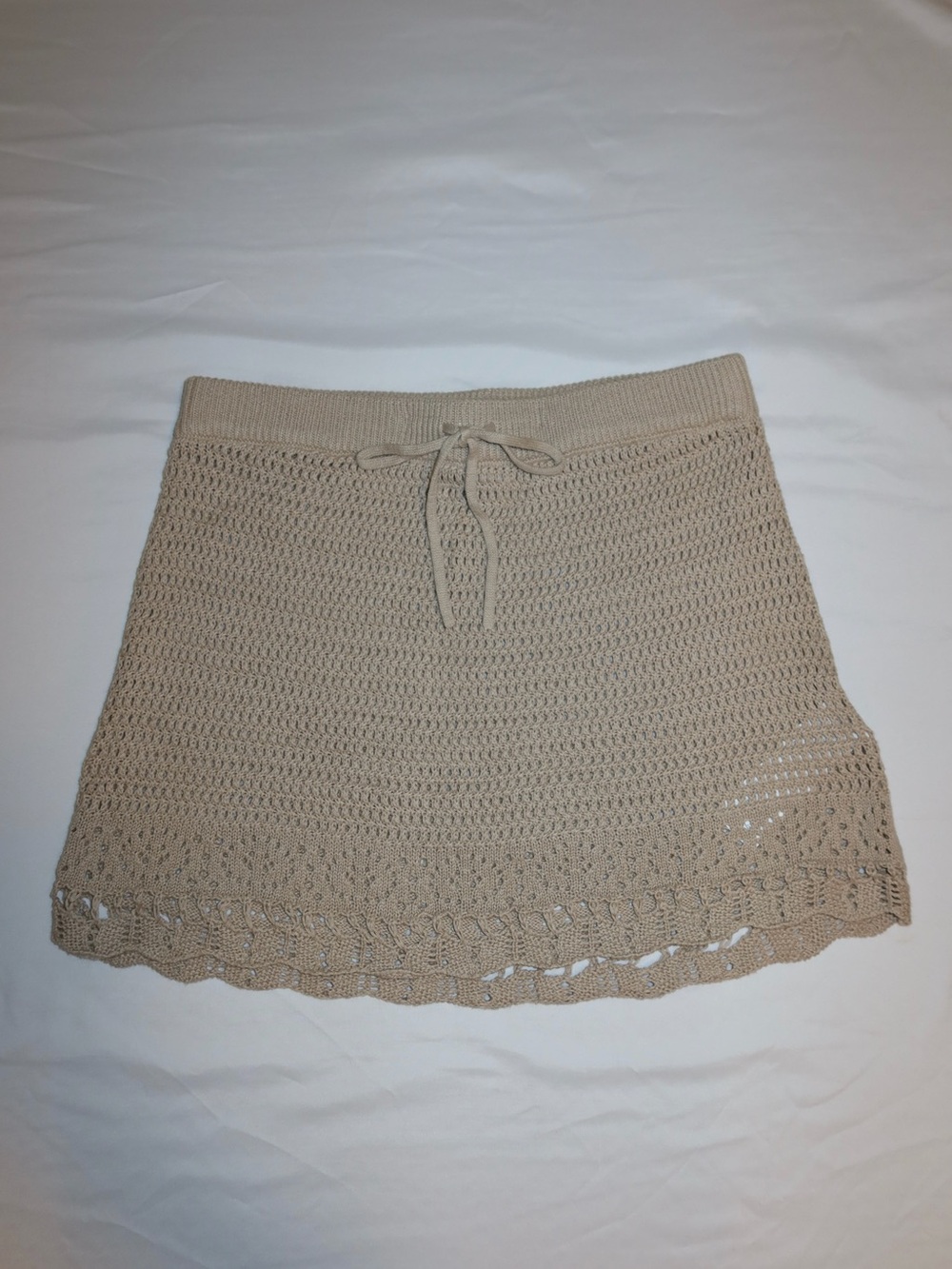 Hollister Knit Swim Cover Up Skirt in Tan/Beige